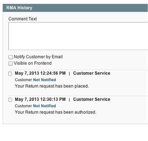 RMA History Magento 