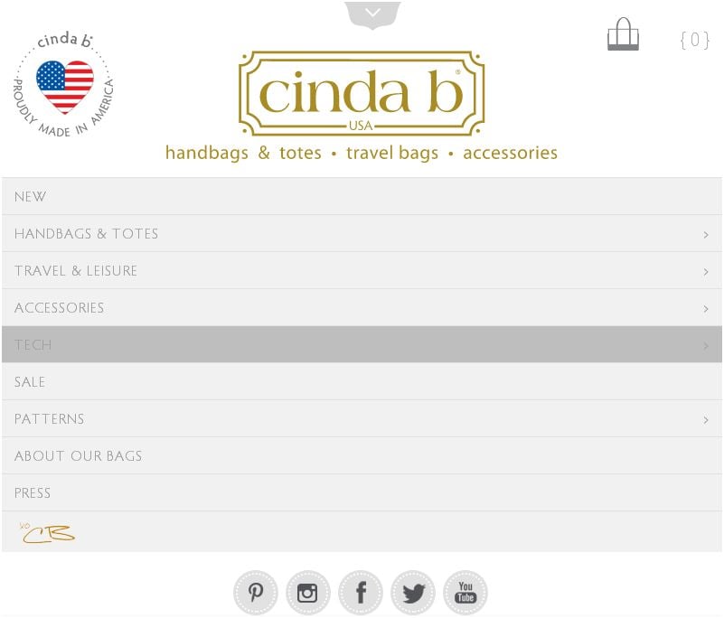 Cinda b display on a tablet responsive design
