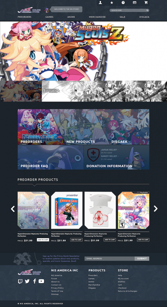 NIS America Responsive Magento Site NIS America Responsive Magento Site